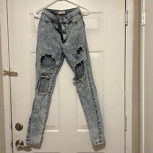 Acid washed ,distressed , jeans